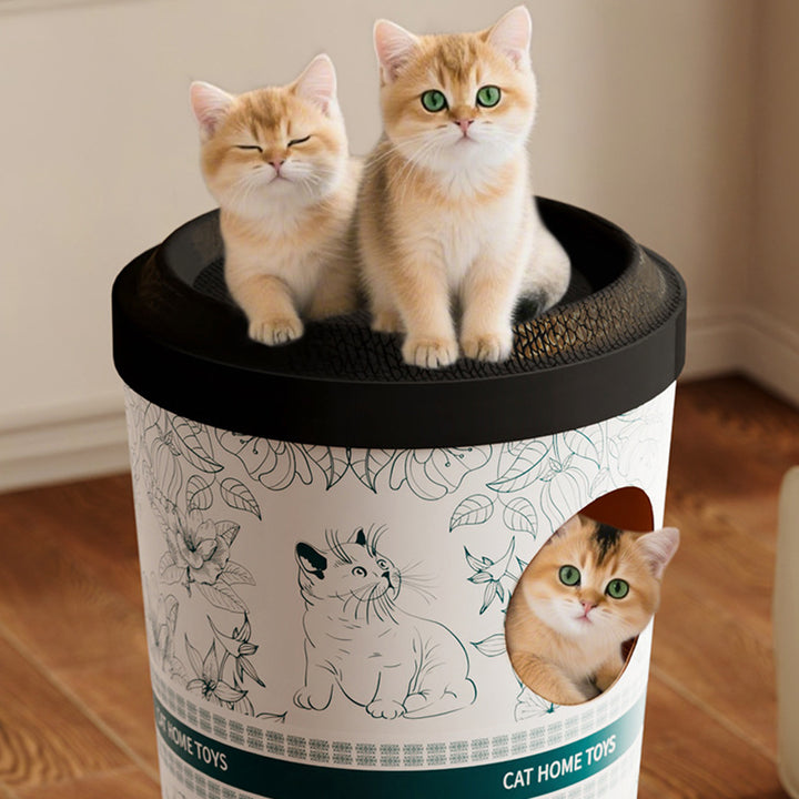 Contemporary Creative Round Cardboard Corrugated Cat Bed 1/2-Tier For Bedroom &amp; Living Room
