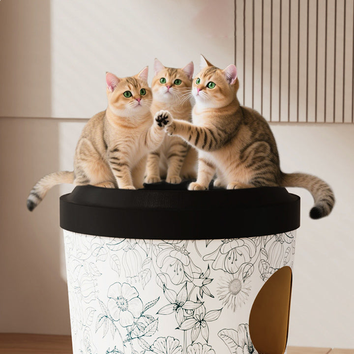 Contemporary Creative Round Cardboard Corrugated Cat Bed 1/2-Tier For Bedroom &amp; Living Room