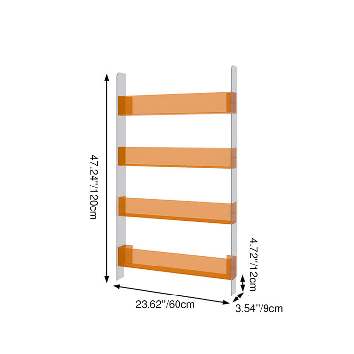Moderner minimalistischer rechteckiger schlanker Acryl-Aufbewahrungsregal Bücherregal 4/5-stufig für Wohnzimmer 