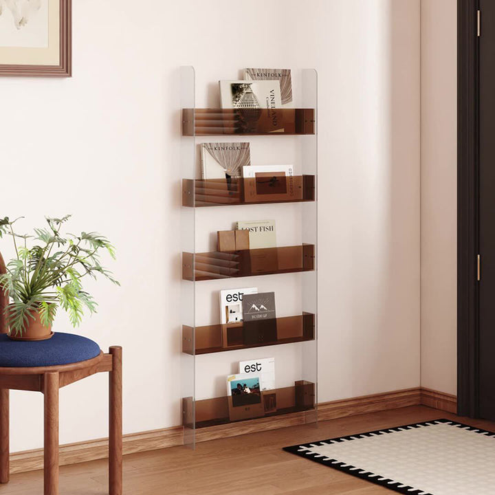Moderner minimalistischer rechteckiger schlanker Acryl-Aufbewahrungsregal Bücherregal 4/5-stufig für Wohnzimmer 