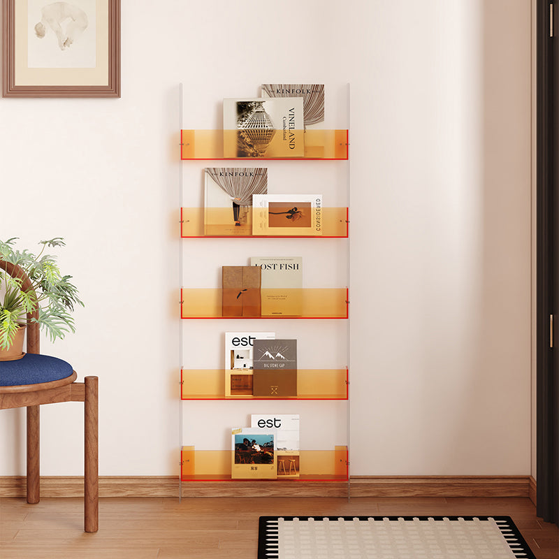 Moderner minimalistischer rechteckiger schlanker Acryl-Aufbewahrungsregal Bücherregal 4/5-stufig für Wohnzimmer 