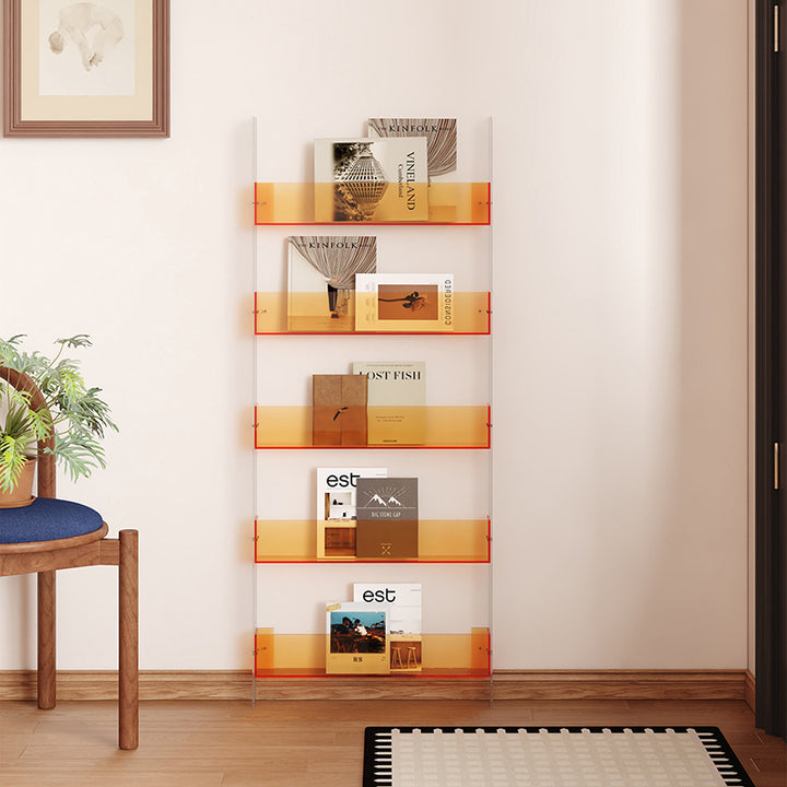 Moderner minimalistischer rechteckiger schlanker Acryl-Aufbewahrungsregal Bücherregal 4/5-stufig für Wohnzimmer 