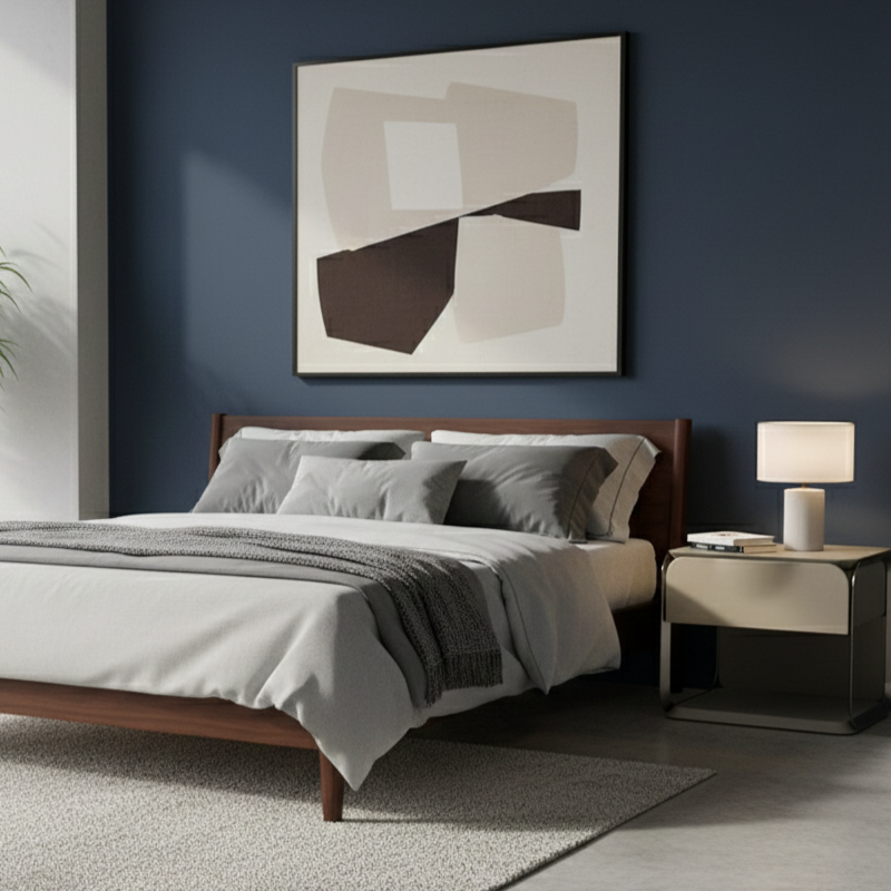 Modern Luxury White &amp; Silver Nightstand : Floating Design Microfiber Leather Drawer Front - Single Drawer Bedside Table For Bedroom