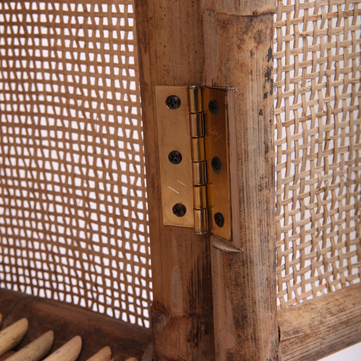 Traditional Chinese Slim Storage Cabinet: Natural Indonesian Rattan &amp; Handwoven - Space-Saving Storage Sideboard For Living Room