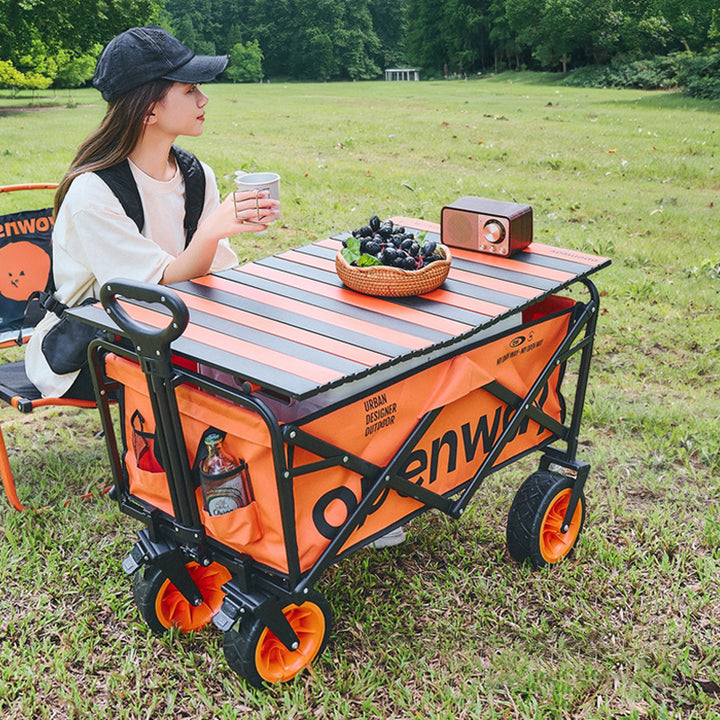 Chariot de camping pliable en acier au carbone, tissu Oxford, rectangulaire, minimaliste moderne, pour l'extérieur 