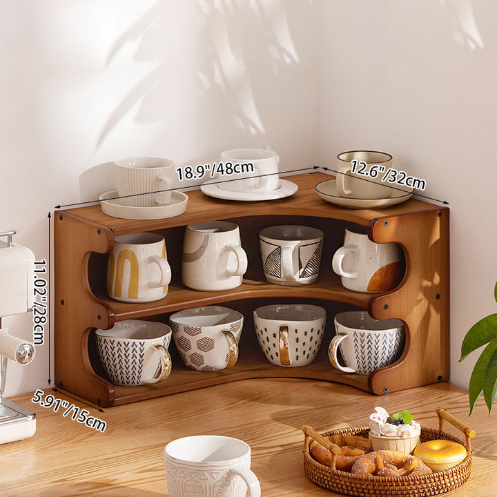 Traditional Vintage Rectangular Nan Bamboo Plywood Desktop Storage Shelf 3/4-Tier For Kitchen &amp; Living Room