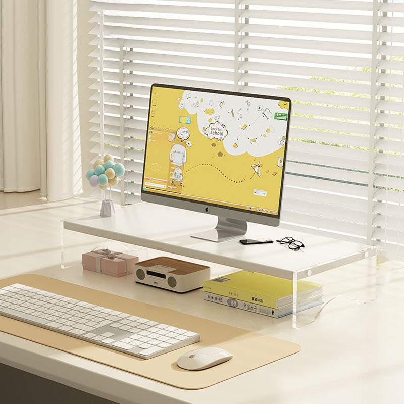 Modern Minimalist Rectangular Medium-Density Fiberboard Acrylic Desktop Storage Shelf 1/2/3-Tier For Study &amp; Bedroom