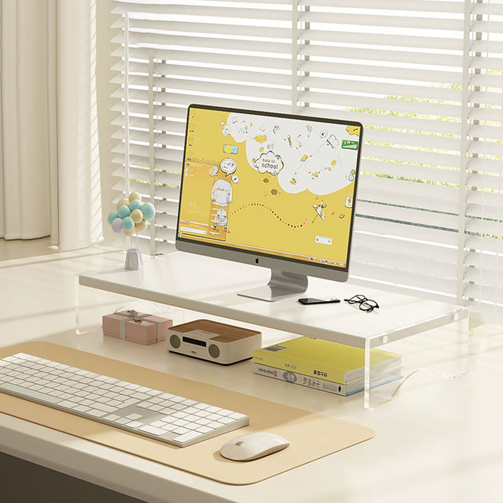 Modern Minimalist Rectangular Medium-Density Fiberboard Acrylic Desktop Storage Shelf 1/2/3-Tier For Study &amp; Bedroom