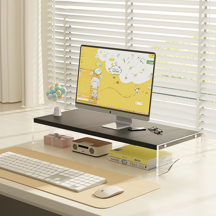 Modern Minimalist Rectangular Medium-Density Fiberboard Acrylic Desktop Storage Shelf 1/2/3-Tier For Study &amp; Bedroom