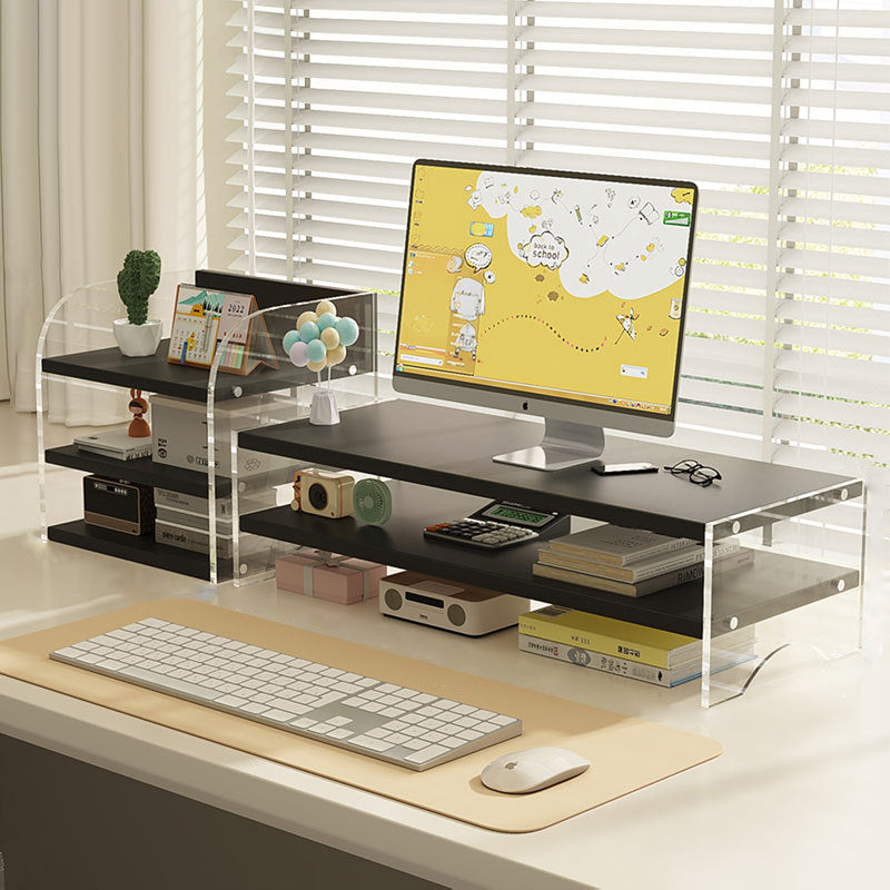 Modern Minimalist Rectangular Medium-Density Fiberboard Acrylic Desktop Storage Shelf 1/2/3-Tier For Study &amp; Bedroom