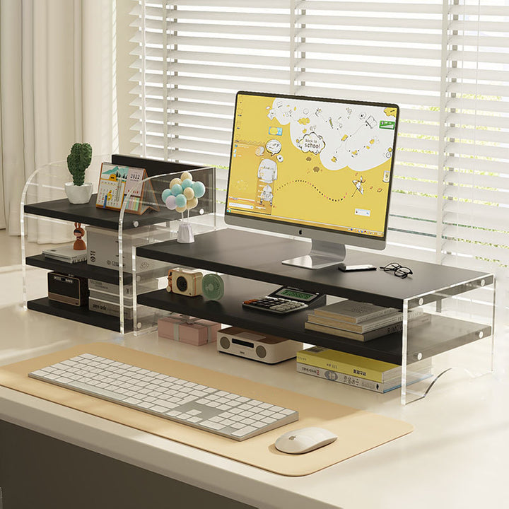 Modern Minimalist Rectangular Medium-Density Fiberboard Acrylic Desktop Storage Shelf 1/2/3-Tier For Study &amp; Bedroom