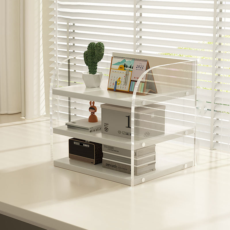 Modern Minimalist Rectangular Medium-Density Fiberboard Acrylic Desktop Storage Shelf 1/2/3-Tier For Study &amp; Bedroom