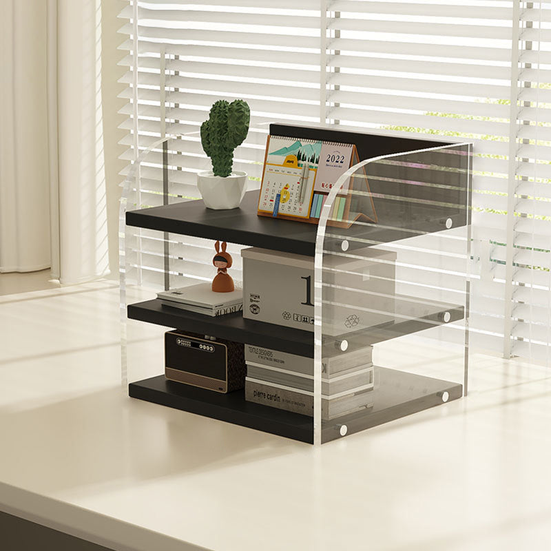Modern Minimalist Rectangular Medium-Density Fiberboard Acrylic Desktop Storage Shelf 1/2/3-Tier For Study &amp; Bedroom