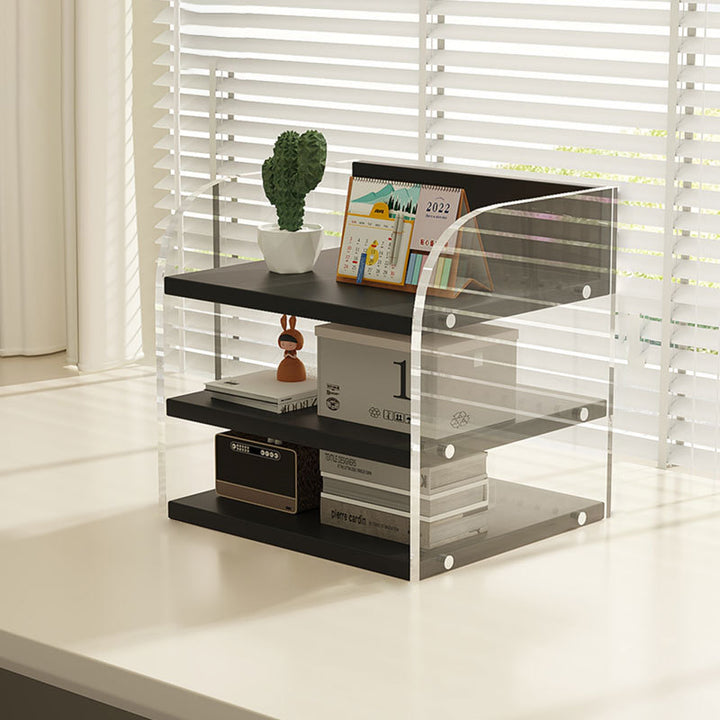 Modern Minimalist Rectangular Medium-Density Fiberboard Acrylic Desktop Storage Shelf 1/2/3-Tier For Study &amp; Bedroom