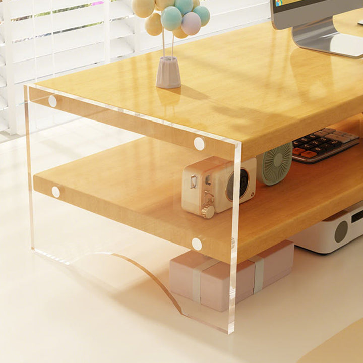 Modern Minimalist Rectangular Medium-Density Fiberboard Acrylic Desktop Storage Shelf 1/2/3-Tier For Study &amp; Bedroom