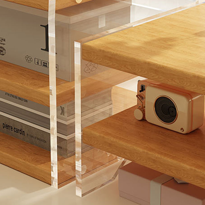 Modern Minimalist Rectangular Medium-Density Fiberboard Acrylic Desktop Storage Shelf 1/2/3-Tier For Study &amp; Bedroom