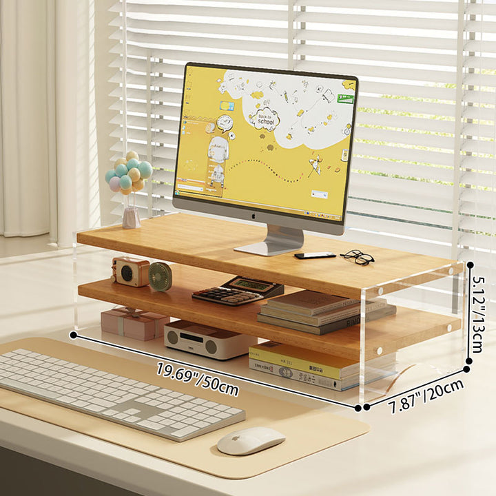 Modern Minimalist Rectangular Medium-Density Fiberboard Acrylic Desktop Storage Shelf 1/2/3-Tier For Study &amp; Bedroom