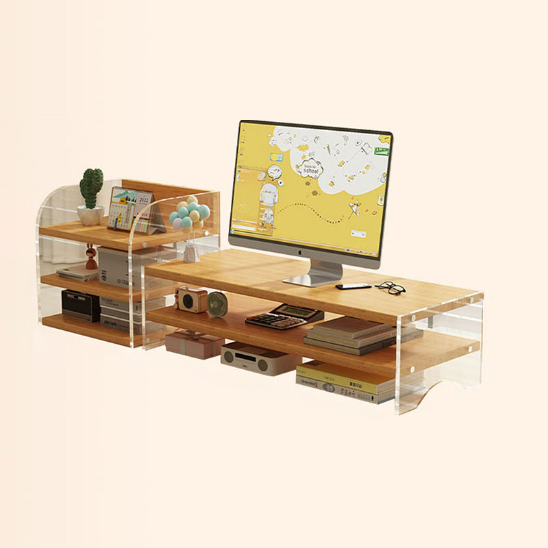 Modern Minimalist Rectangular Medium-Density Fiberboard Acrylic Desktop Storage Shelf 1/2/3-Tier For Study &amp; Bedroom