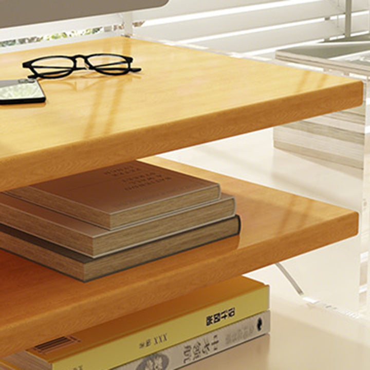 Modern Minimalist Rectangular Medium-Density Fiberboard Acrylic Desktop Storage Shelf 1/2/3-Tier For Study &amp; Bedroom