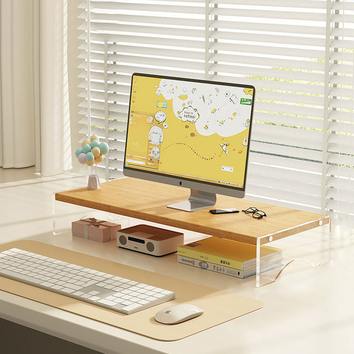 Modern Minimalist Rectangular Medium-Density Fiberboard Acrylic Desktop Storage Shelf 1/2/3-Tier For Study &amp; Bedroom