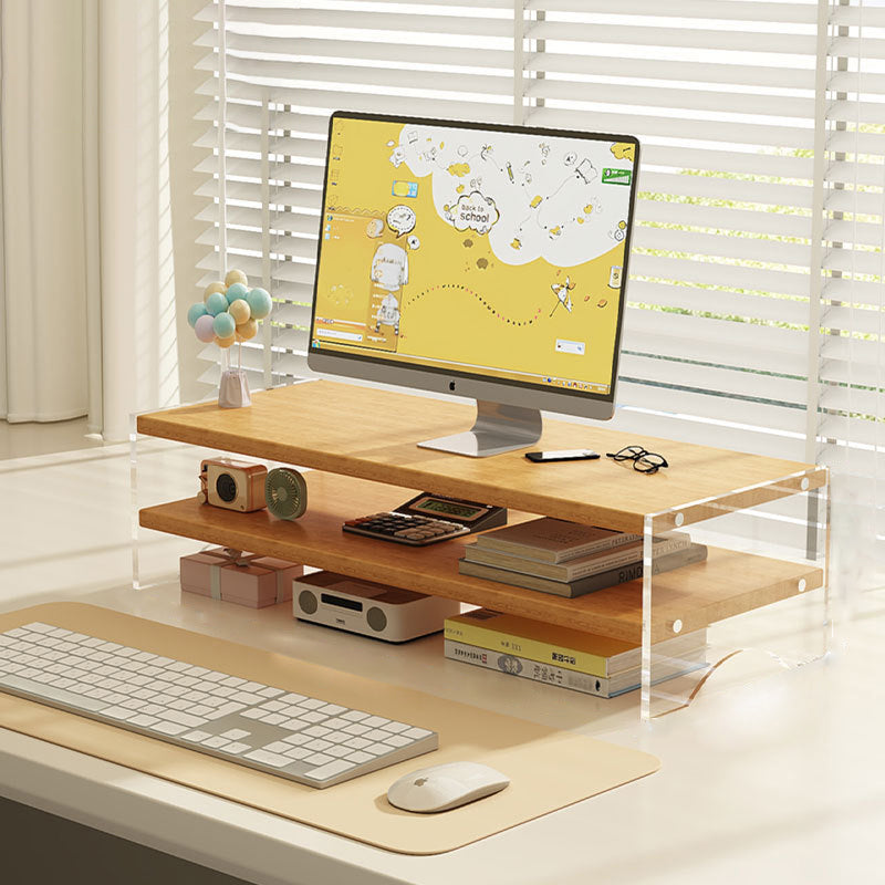 Modern Minimalist Rectangular Medium-Density Fiberboard Acrylic Desktop Storage Shelf 1/2/3-Tier For Study &amp; Bedroom