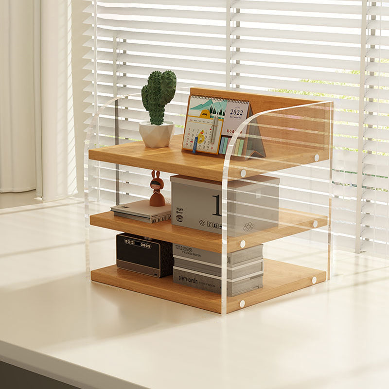 Modern Minimalist Rectangular Medium-Density Fiberboard Acrylic Desktop Storage Shelf 1/2/3-Tier For Study &amp; Bedroom