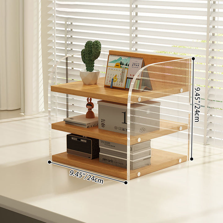 Modern Minimalist Rectangular Medium-Density Fiberboard Acrylic Desktop Storage Shelf 1/2/3-Tier For Study &amp; Bedroom