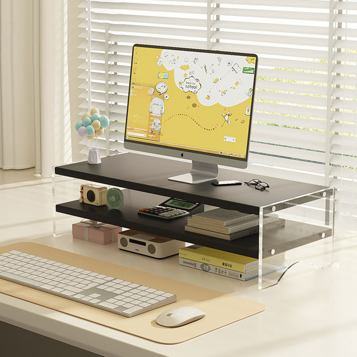 Modern Minimalist Rectangular Medium-Density Fiberboard Acrylic Desktop Storage Shelf 1/2/3-Tier For Study &amp; Bedroom