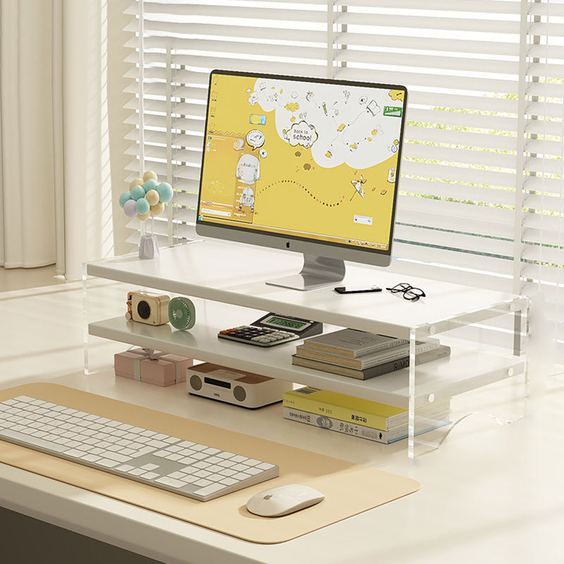 Modern Minimalist Rectangular Medium-Density Fiberboard Acrylic Desktop Storage Shelf 1/2/3-Tier For Study &amp; Bedroom