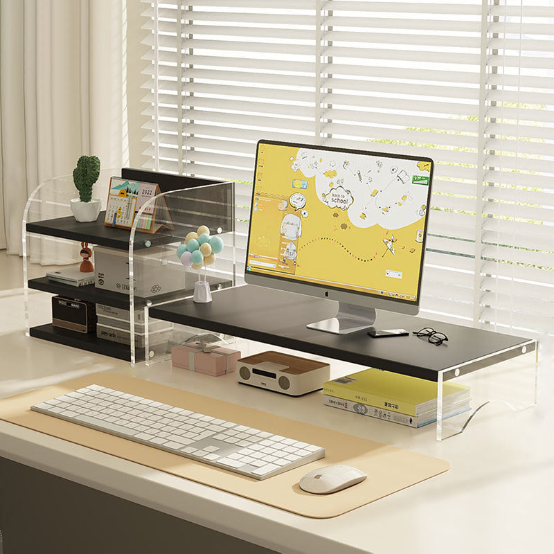 Modern Minimalist Rectangular Medium-Density Fiberboard Acrylic Desktop Storage Shelf 1/2/3-Tier For Study &amp; Bedroom