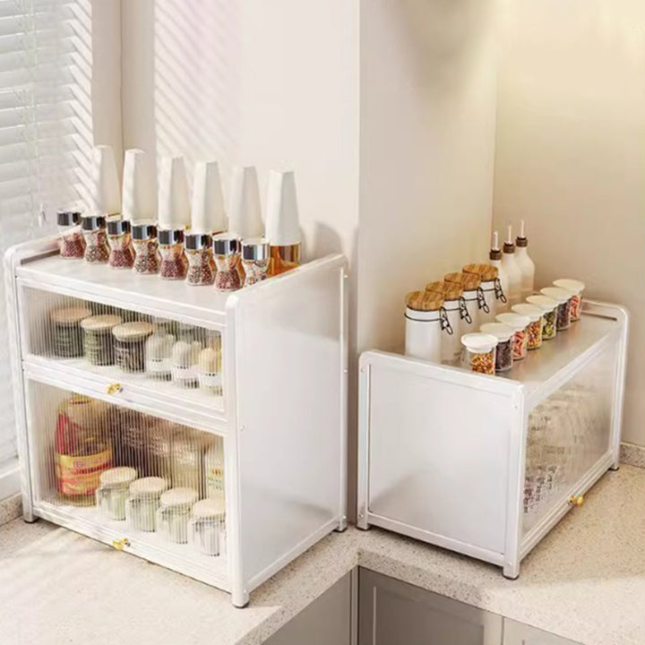 Modern Minimalist Rectangular Carbon Steel Acrylic Desktop Storage Shelf 3-Tier For Study &amp; Bedroom