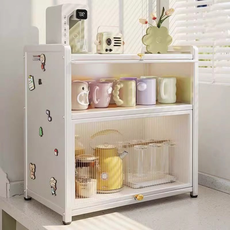 Modern Minimalist Rectangular Carbon Steel Acrylic Desktop Storage Shelf 3-Tier For Study &amp; Bedroom