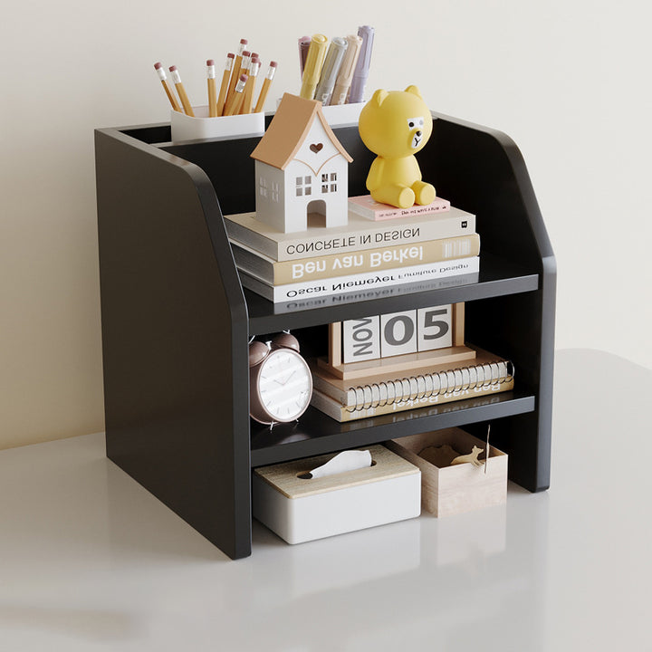 Étagère de rangement de bureau rectangulaire scandinave contemporaine en panneau de fibres à densité moyenne, 2/3 niveaux, 1 tiroir, pour bureau et chambre 