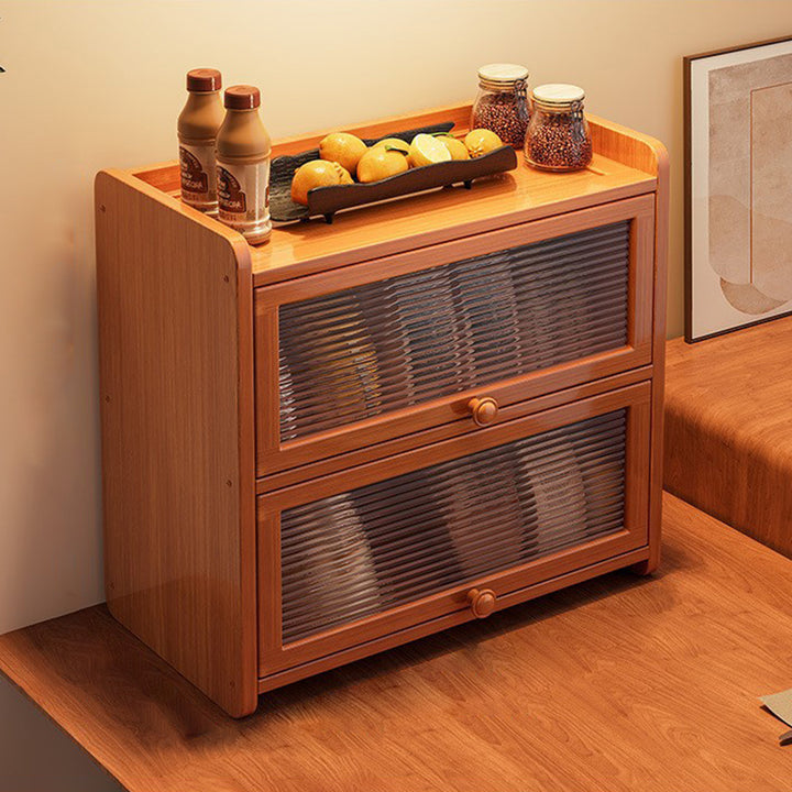 Contemporain scandinave rectangulaire en bambou nano panneau de fibres à densité moyenne étagère de rangement de bureau acrylique 2/3 niveaux pour chambre à coucher 