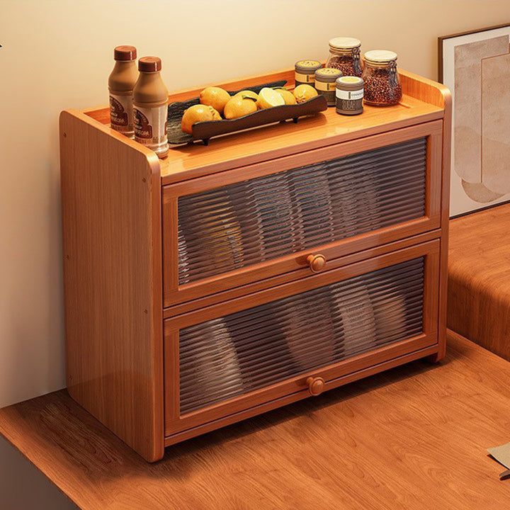 Contemporain scandinave rectangulaire en bambou nano panneau de fibres à densité moyenne étagère de rangement de bureau acrylique 2/3 niveaux pour chambre à coucher 