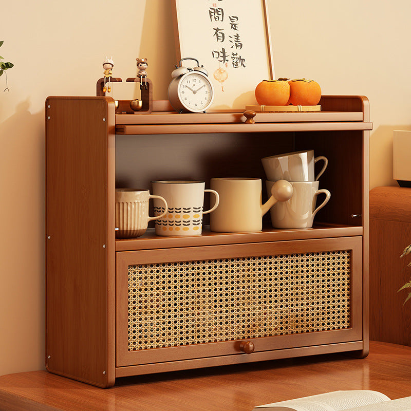 Contemporain scandinave rectangulaire en bambou nano panneau de fibres à densité moyenne étagère de rangement de bureau acrylique 2/3 niveaux pour chambre à coucher 