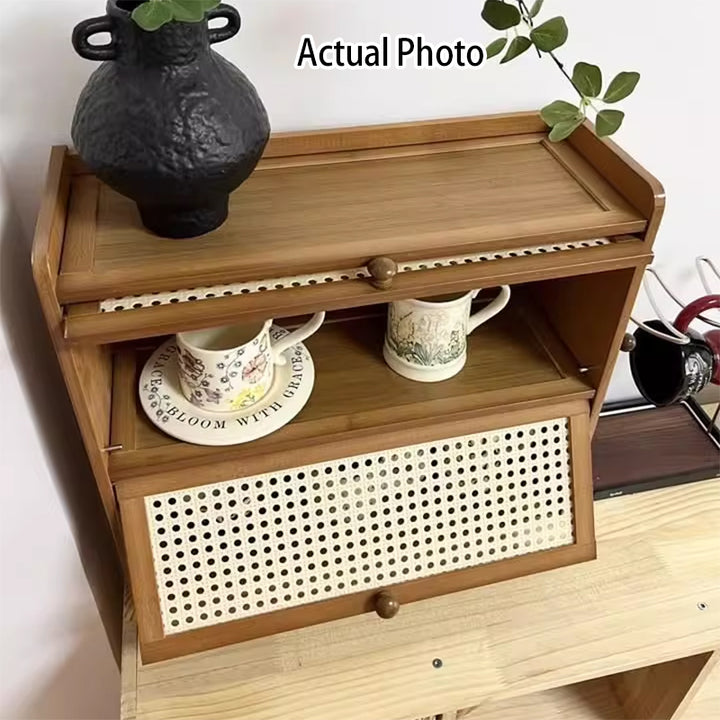Contemporain scandinave rectangulaire en bambou nano panneau de fibres à densité moyenne étagère de rangement de bureau acrylique 2/3 niveaux pour chambre à coucher 