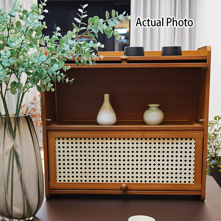 Contemporain scandinave rectangulaire en bambou nano panneau de fibres à densité moyenne étagère de rangement de bureau acrylique 2/3 niveaux pour chambre à coucher 