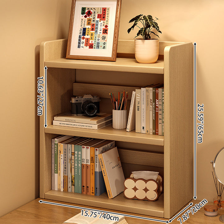 Contemporary Scandinavian Rectangular Veneered Plywood Desktop Storage Shelf 3-Tier For Study &amp; Bedroom