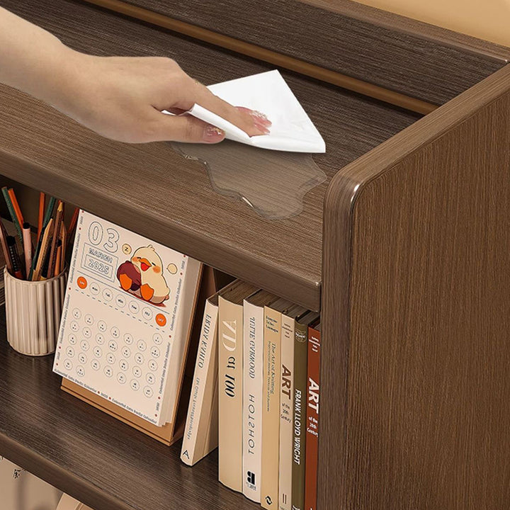 Contemporary Scandinavian Rectangular Veneered Plywood Desktop Storage Shelf 3-Tier For Study &amp; Bedroom