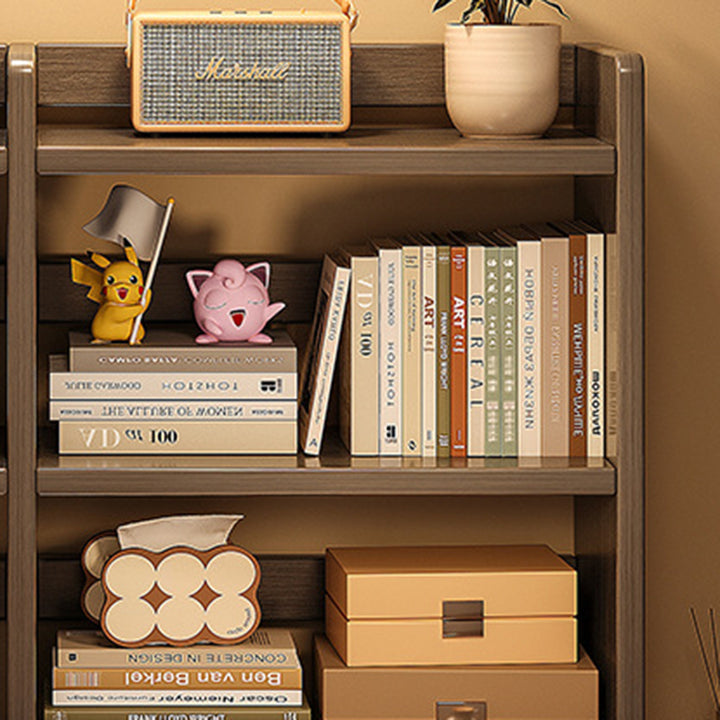 Contemporary Scandinavian Rectangular Veneered Plywood Desktop Storage Shelf 3-Tier For Study &amp; Bedroom