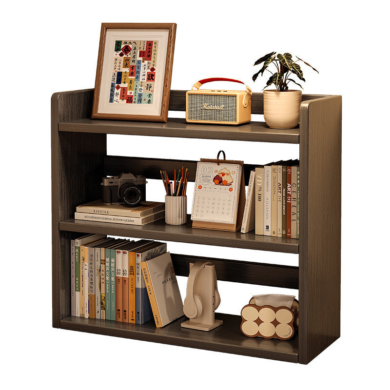 Contemporary Scandinavian Rectangular Veneered Plywood Desktop Storage Shelf 3-Tier For Study &amp; Bedroom