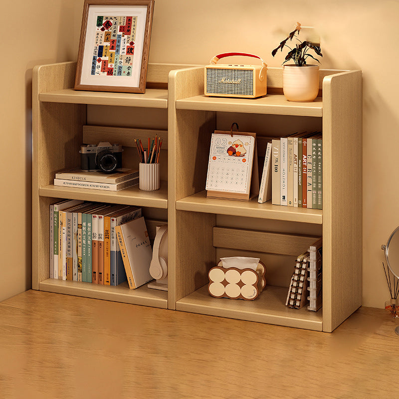 Contemporary Scandinavian Rectangular Veneered Plywood Desktop Storage Shelf 3-Tier For Study &amp; Bedroom
