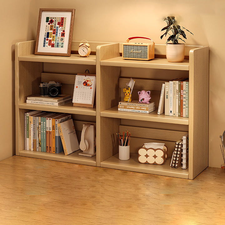 Contemporary Scandinavian Rectangular Veneered Plywood Desktop Storage Shelf 3-Tier For Study &amp; Bedroom