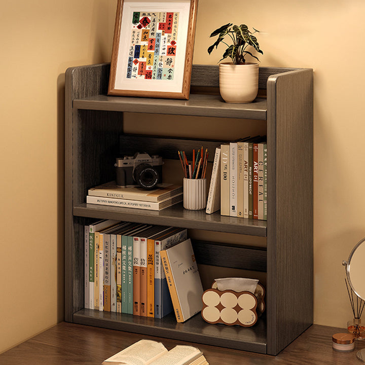 Contemporary Scandinavian Rectangular Veneered Plywood Desktop Storage Shelf 3-Tier For Study &amp; Bedroom