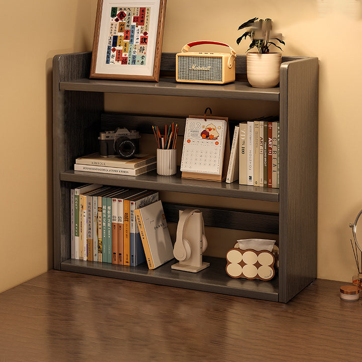 Contemporary Scandinavian Rectangular Veneered Plywood Desktop Storage Shelf 3-Tier For Study &amp; Bedroom