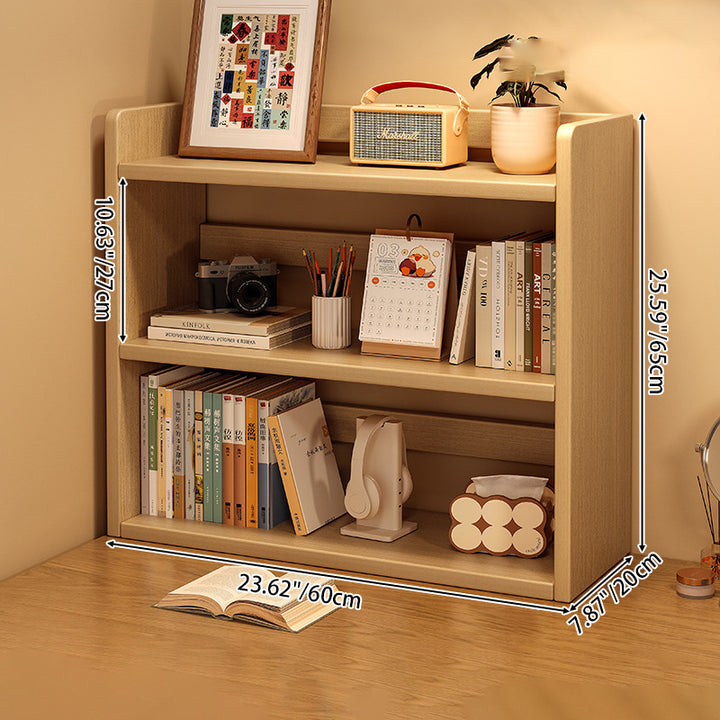 Contemporary Scandinavian Rectangular Veneered Plywood Desktop Storage Shelf 3-Tier For Study &amp; Bedroom