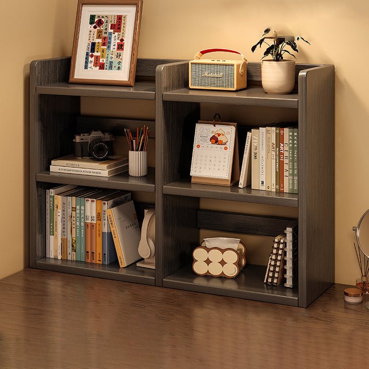 Contemporary Scandinavian Rectangular Veneered Plywood Desktop Storage Shelf 3-Tier For Study &amp; Bedroom