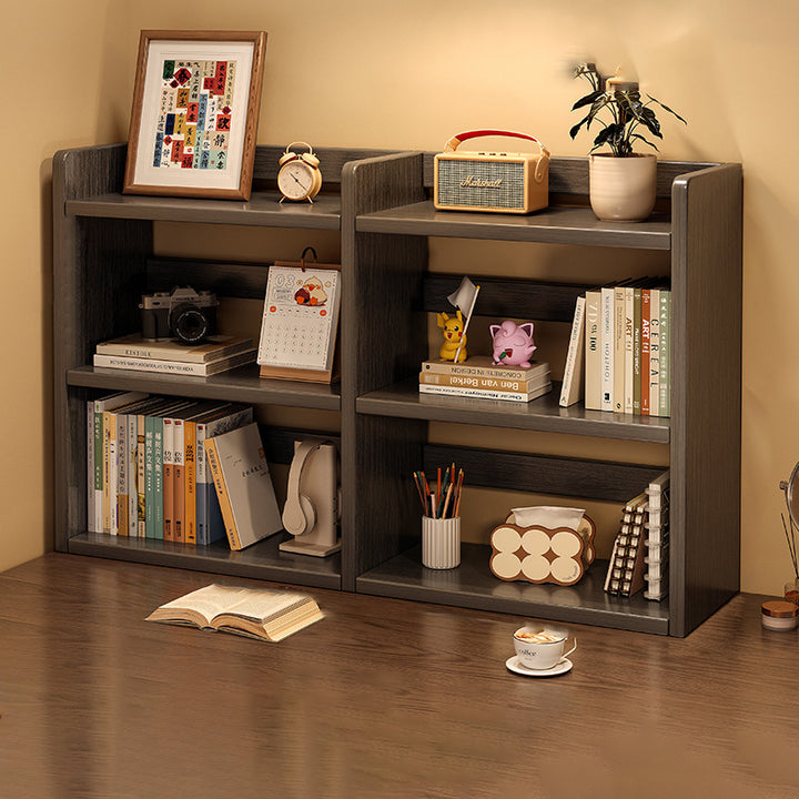 Contemporary Scandinavian Rectangular Veneered Plywood Desktop Storage Shelf 3-Tier For Study &amp; Bedroom
