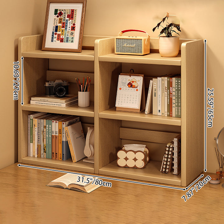 Contemporary Scandinavian Rectangular Veneered Plywood Desktop Storage Shelf 3-Tier For Study &amp; Bedroom